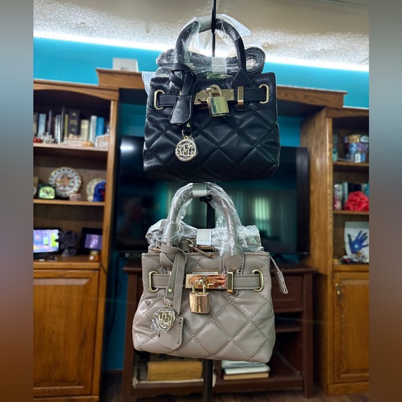 Badgley Mischka Handbags - Badgley Mischka Mini Black and Tan Quilted Handbag